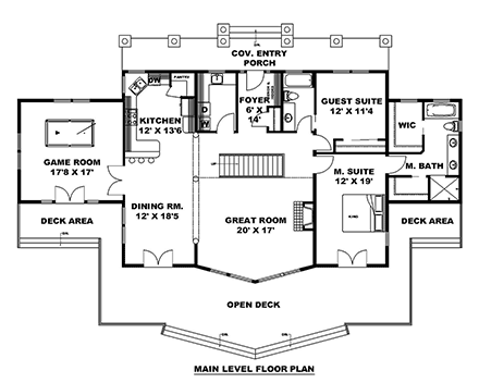 Craftsman House Plan 85148 with 6 Beds, 5 Baths First Level Plan