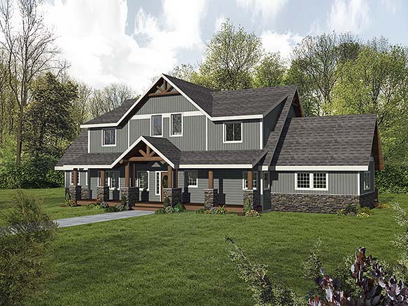 Craftsman House Plan 85148 with 6 Beds, 5 Baths Elevation