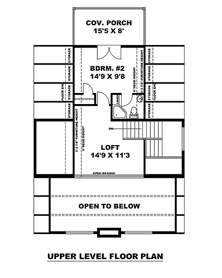A-Frame House Plan 85149 with 2 Beds, 2 Baths Second Level Plan