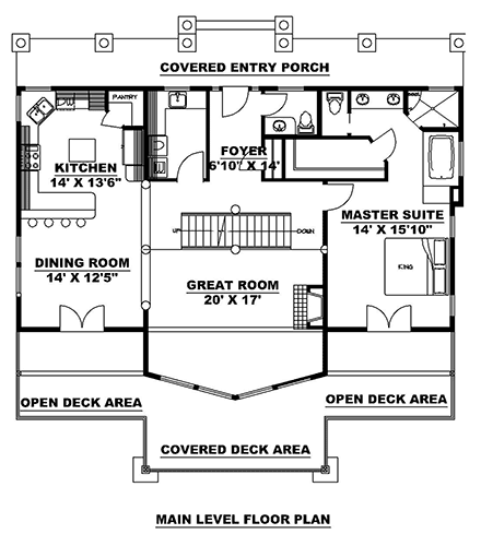 Cabin, Craftsman House Plan 85152 with 3 Beds, 3 Baths, 2 Car Garage First Level Plan