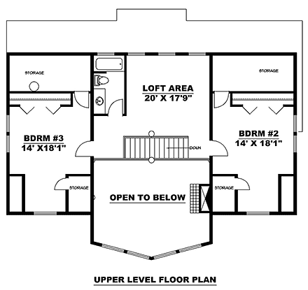 Cabin, Craftsman House Plan 85152 with 3 Beds, 3 Baths, 2 Car Garage Second Level Plan