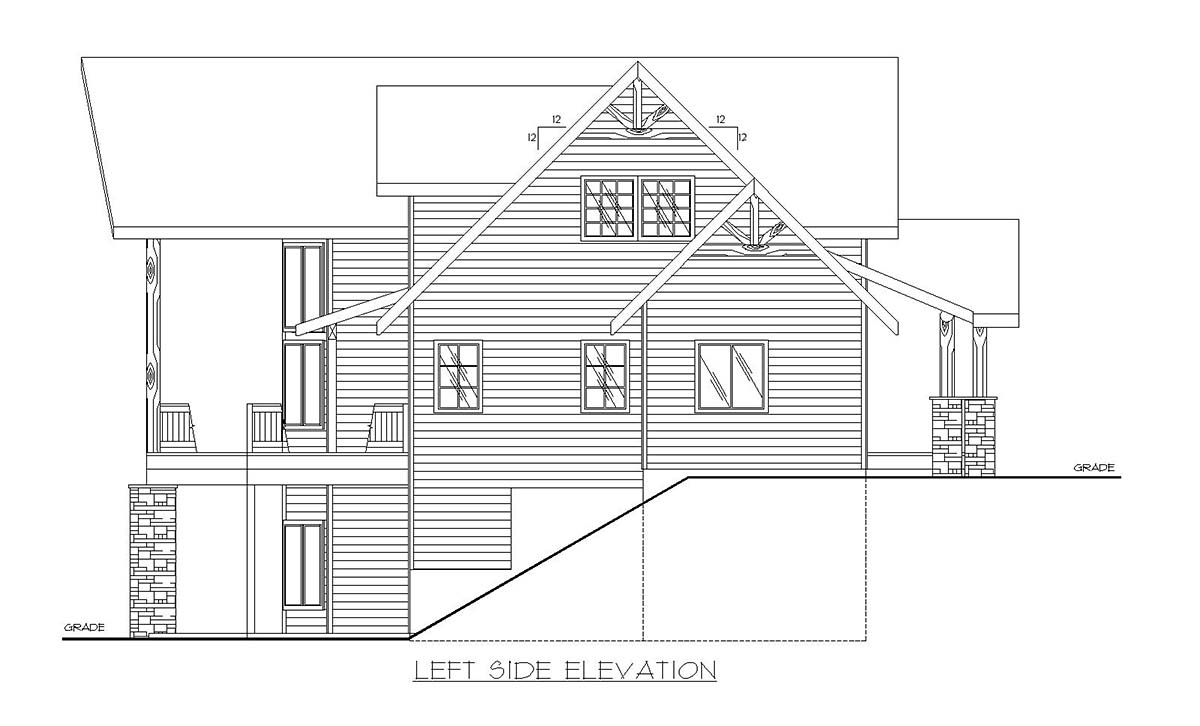 Cabin, Craftsman Plan with 2473 Sq. Ft., 3 Bedrooms, 3 Bathrooms, 2 Car Garage Picture 3