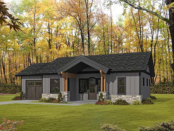 Cottage, Ranch, Traditional House Plan 85153 with 1 Beds, 2 Baths, 1 Car Garage Elevation