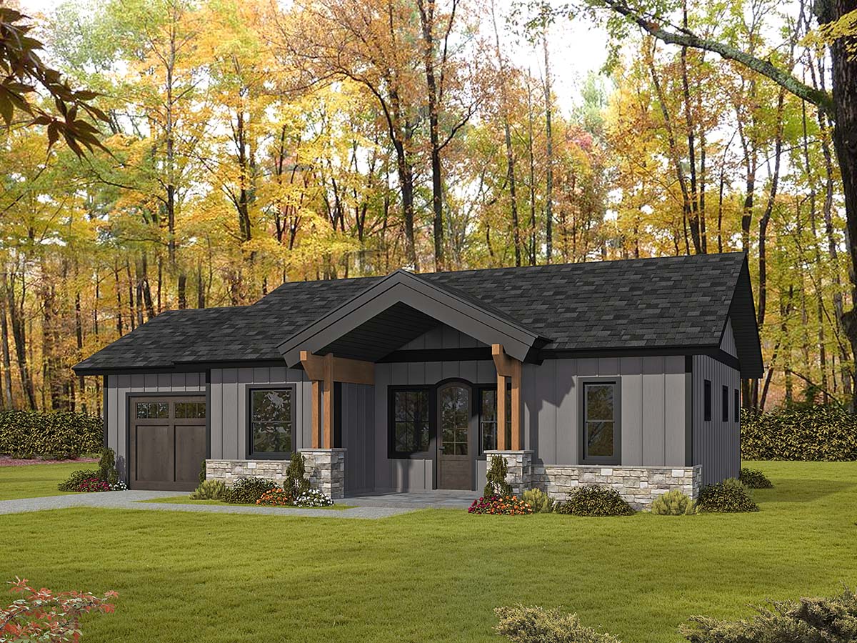 House Plan 85153 - Traditional Style with 1000 Sq Ft, 1 Bed, 2 Ba