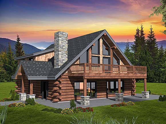 A-Frame, Cabin, Cottage, Log House Plan 85157 with 4 Beds, 3 Baths Elevation