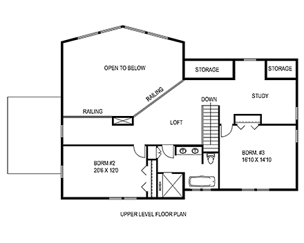 A-Frame, Cabin, Craftsman House Plan 85166 with 3 Beds, 4 Baths Second Level Plan