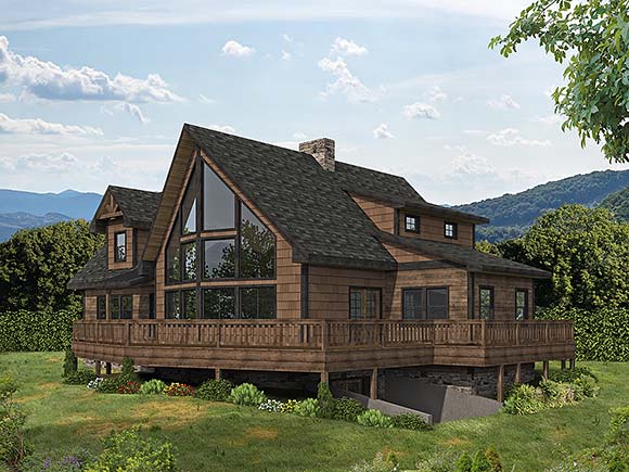 A-Frame, Cabin, Craftsman House Plan 85166 with 3 Beds, 4 Baths Elevation