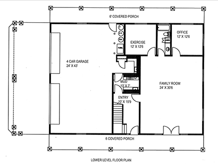 Barndominium, Farmhouse Garage-Living Plan 85168 with 3 Beds, 3 Baths, 4 Car Garage First Level Plan