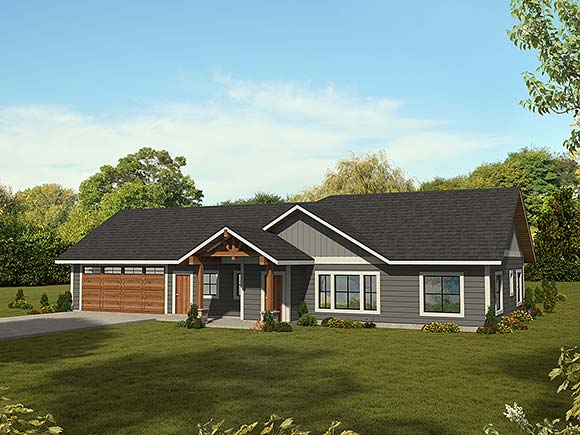Country, Craftsman, Ranch House Plan 85171 with 2 Beds, 3 Baths, 2 Car Garage Elevation