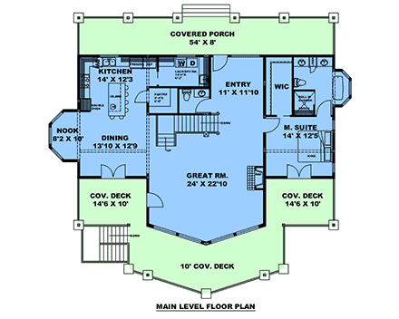 Coastal, Craftsman House Plan 85174 with 3 Beds, 3 Baths First Level Plan