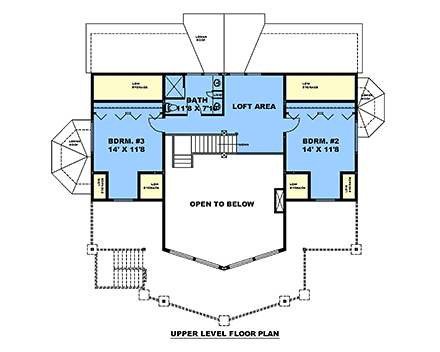 Coastal, Craftsman House Plan 85174 with 3 Beds, 3 Baths Second Level Plan