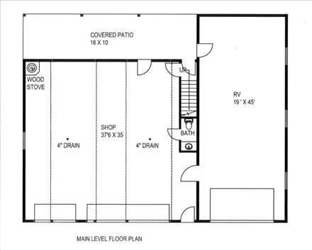 Traditional 3 Car Garage Apartment Plan 85204 with 2 Beds, 2 Baths, RV Storage First Level Plan
