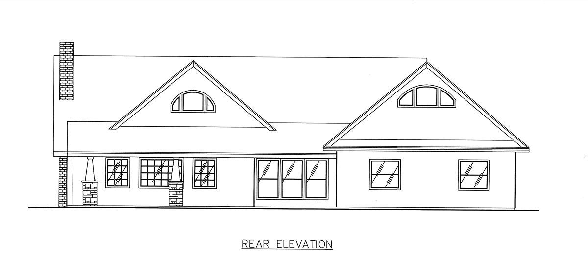 Craftsman, Ranch, Southern House Plan 85205 with 2 Beds, 3 Baths, 2 Car Garage Rear Elevation