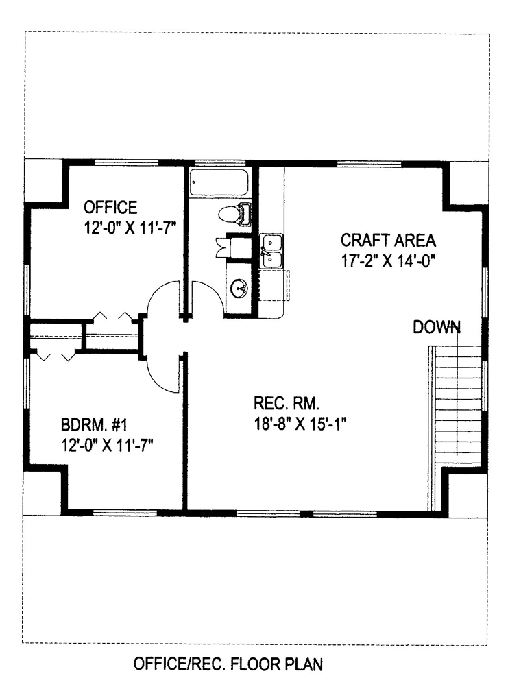 Country, Southern 4 Car Garage Apartment Plan 85207 with 2 Beds, 1 Baths Level Two