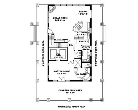 Craftsman House Plan 85208 with 3 Beds, 3 Baths, 2 Car Garage First Level Plan