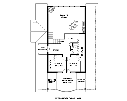 Craftsman House Plan 85208 with 3 Beds, 3 Baths, 2 Car Garage Second Level Plan