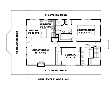 Contemporary House Plan 85222 with 2 Beds, 2 Baths, 2 Car Garage First Level Plan