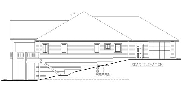 Bungalow, Contemporary, Craftsman, Traditional House Plan 85235 with 4 Beds, 4 Baths, 3 Car Garage Rear Elevation