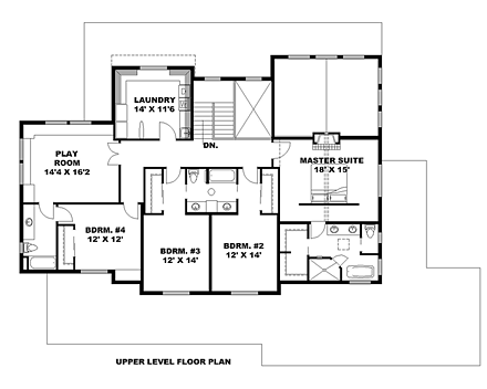 Bungalow, Country, Craftsman, Traditional House Plan 85238 with 6 Beds, 5 Baths, 3 Car Garage Second Level Plan