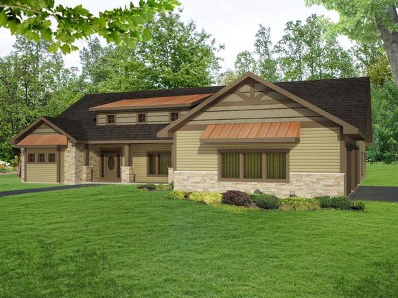 Contemporary, Craftsman, Tudor House Plan 85247 with 4 Beds, 5 Baths, 4 Car Garage Elevation