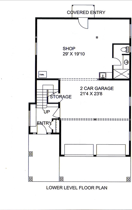 Contemporary, Modern House Plan 85258 with 2 Beds, 2 Baths, 2 Car Garage First Level Plan