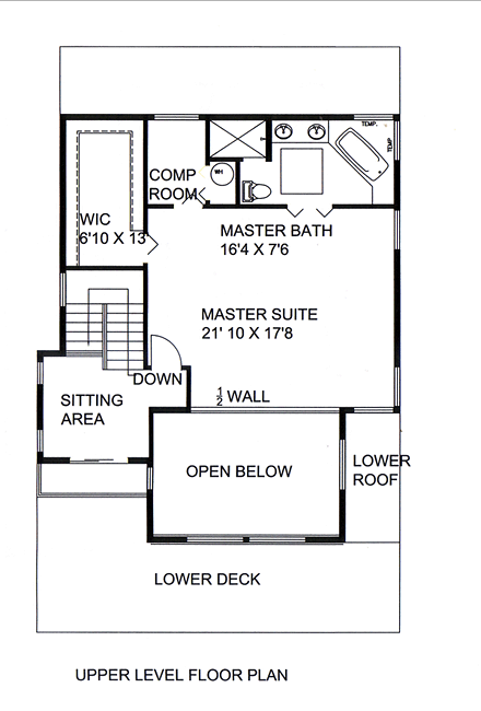 Contemporary, Modern House Plan 85258 with 2 Beds, 2 Baths, 2 Car Garage Third Level Plan