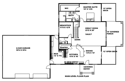 Country, Traditional House Plan 85259 with 3 Beds, 3 Baths, 2 Car Garage First Level Plan