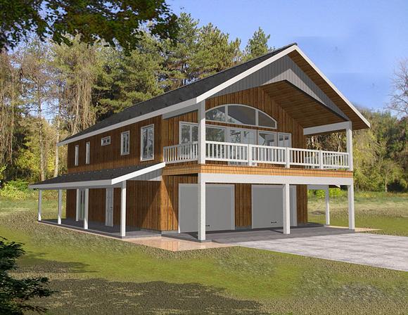 Contemporary, Traditional 2 Car Garage Apartment Plan 85263 with 2 Beds, 2 Baths Elevation