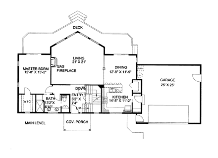 Coastal, Colonial, Contemporary House Plan 85269 with 3 Beds, 2 Baths, 2 Car Garage First Level Plan