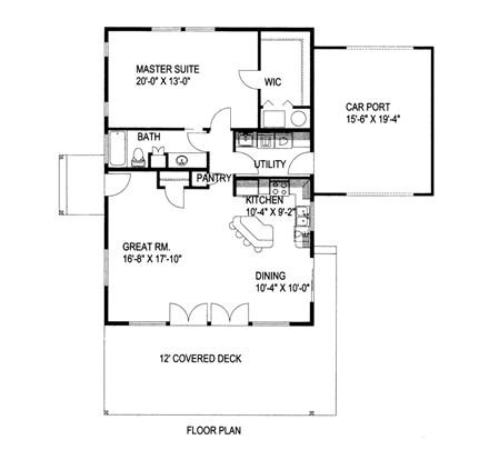 House Plan 85312 with 1 Beds, 1 Baths, 1 Car Garage First Level Plan
