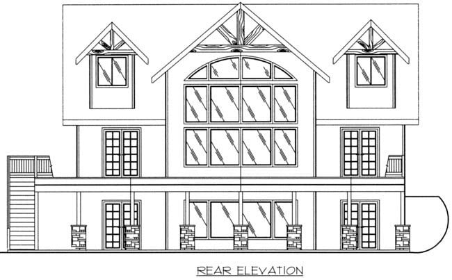 Coastal House Plan 85316 with 3 Beds, 3 Baths Rear Elevation