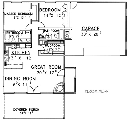 Country House Plan 85321 with 2 Beds, 2 Baths, 2 Car Garage First Level Plan