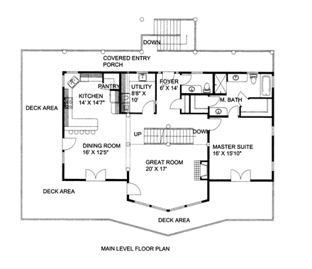House Plan 85327 with 3 Beds, 2 Baths, 2 Car Garage First Level Plan