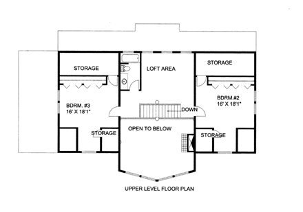 House Plan 85327 with 3 Beds, 2 Baths, 2 Car Garage Second Level Plan