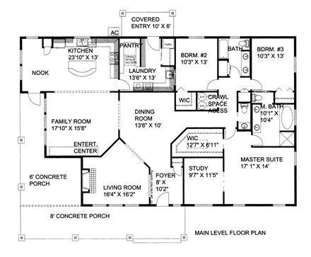 House Plan 85329 with 3 Beds, 2 Baths First Level Plan