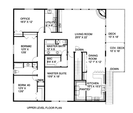 3 Car Garage Apartment Plan 85330 with 3 Beds, 2 Baths Second Level Plan