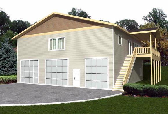 3 Car Garage Apartment Plan 85330 with 3 Beds, 2 Baths Elevation