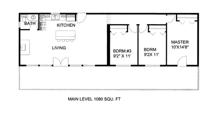 House Plan 85360 with 3 Beds, 1 Baths First Level Plan