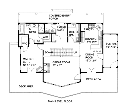 House Plan 85364 with 3 Beds, 3 Baths, 2 Car Garage First Level Plan