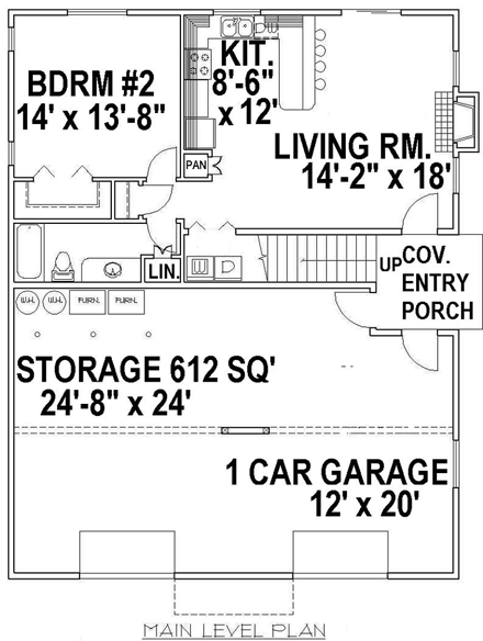 Multi-Family Plan 85373 with 3 Beds, 2 Baths, 2 Car Garage First Level Plan