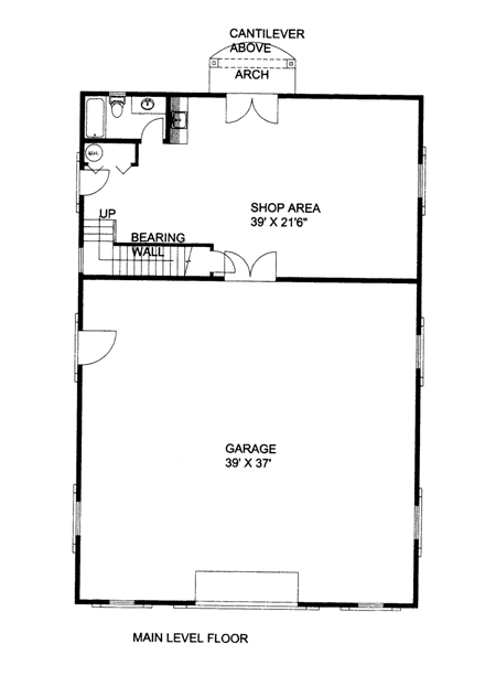 Mediterranean 2 Car Garage Apartment Plan 85379 with 1 Beds, 2 Baths First Level Plan