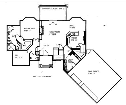 House Plan 85392 with 4 Beds, 3 Baths, 3 Car Garage First Level Plan
