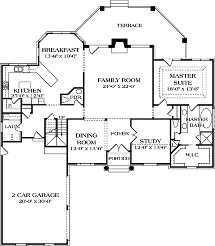 Traditional House Plan 85425 with 4 Beds, 5 Baths, 2 Car Garage First Level Plan