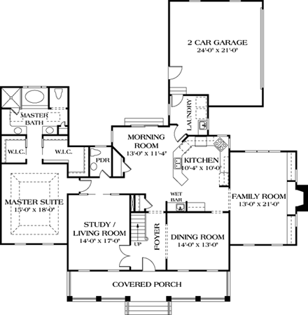 Colonial, Country, Farmhouse House Plan 85454 with 4 Beds, 4 Baths, 2 Car Garage First Level Plan