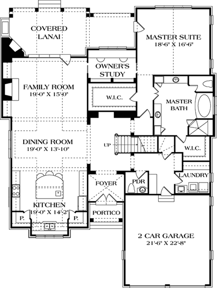European House Plan 85456 with 3 Beds, 5 Baths, 2 Car Garage First Level Plan