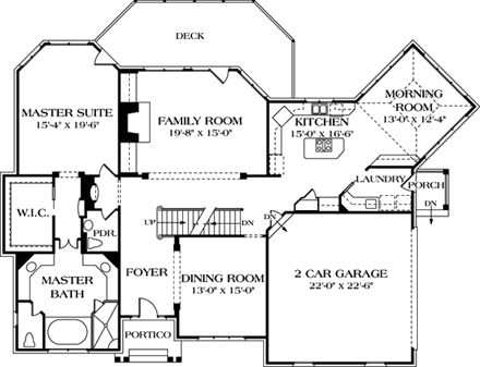 European House Plan 85461 with 5 Beds, 5 Baths, 2 Car Garage First Level Plan