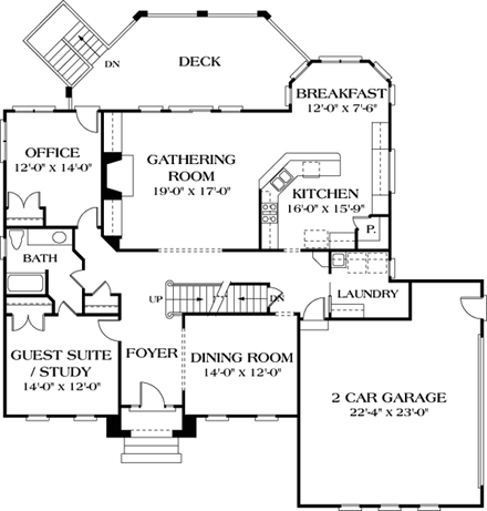 Traditional House Plan 85476 with 6 Beds, 5 Baths, 2 Car Garage First Level Plan