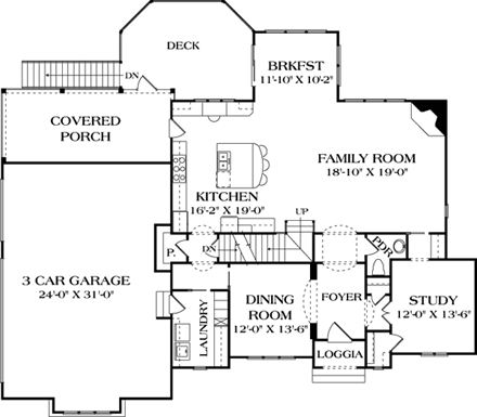 Cottage, Craftsman House Plan 85492 with 5 Beds, 5 Baths, 3 Car Garage First Level Plan