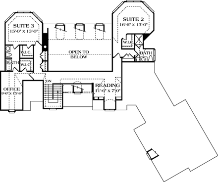 European House Plan 85507 with 3 Beds, 5 Baths, 3 Car Garage Second Level Plan