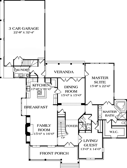 European, French Country House Plan 85526 with 6 Beds, 5 Baths, 3 Car Garage First Level Plan